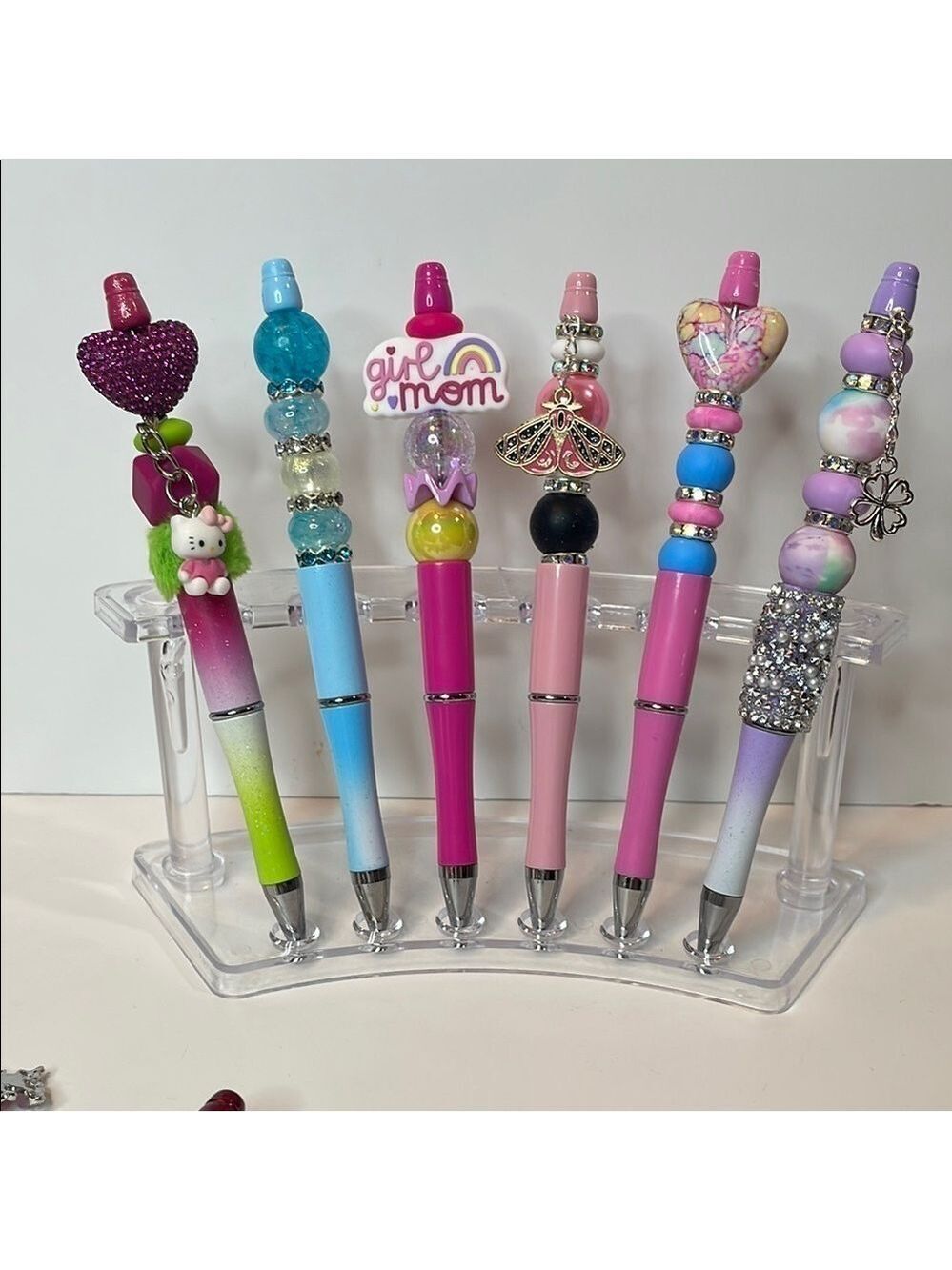 Beaded Office Pens Set with Decorative Toppers